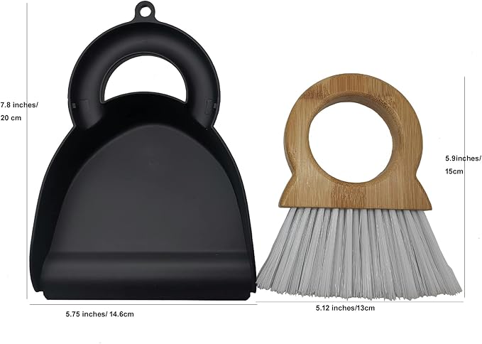 Mini Broom and Dustpan for Housekeeping,Wooden Handle Small Broom and Dustpan Set Combination Mini Desktop Sweep, Keyboard Cleaning Brush with Shovel Brush, Small Hair Sweeping Broom