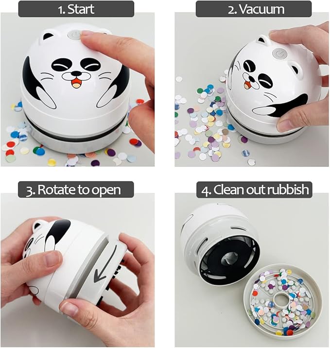 allydrew Mini Portable USB Desktop Vacuum, Panda