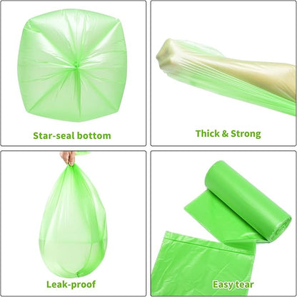 Biodegradable Trash Bags (Thickened), 5 Gallon / 20L | Unscented Strong Multipurpose Garbage Bags for Kitchen, Bathroom, Bedroom & Office, 160 Count | EnvoWise Compostable Bags