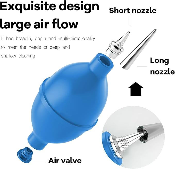Strong Air Blower Blaster Pump Dust Cleaner Include Micro Fiber Cleaning Cloth, Bulb Blower for Digital SLR Lens Sensor LCD Screens Musical Instruments Keyboards Telescope Filtersl(Blue)