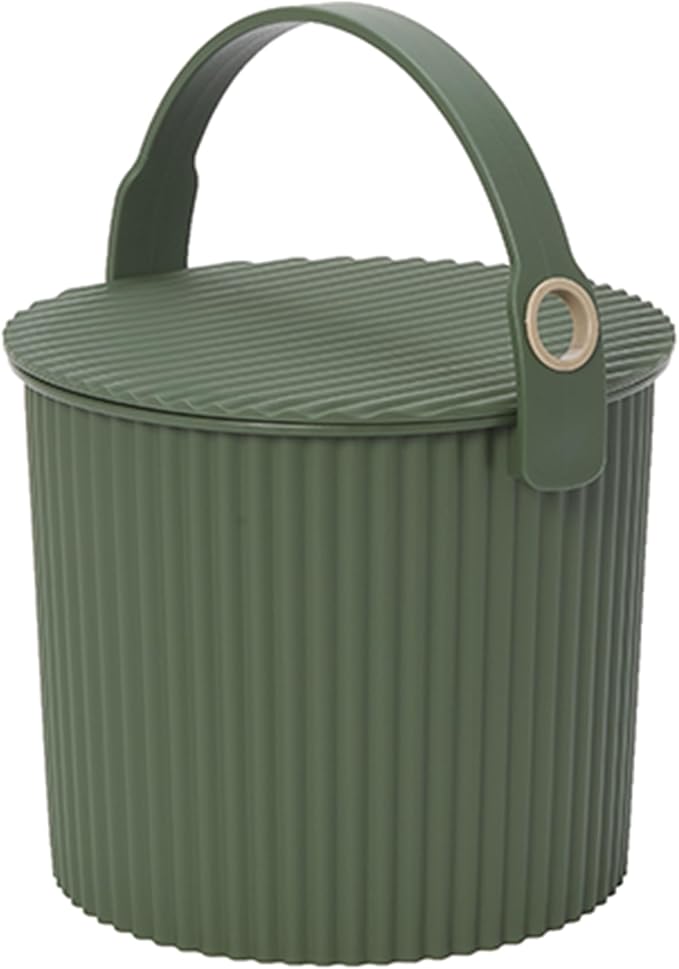 Hachiman Mini Bucket - 1.1 Gallon Heavy Duty Bucket with Lid and Handle - Hands-Free Filling - Easy to Stack and Store - Indoor Outdoor Use - 6.9" x 8.3" - Garden Green