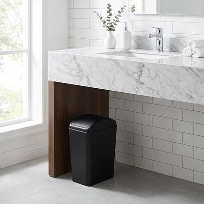 4.2 Gallon Plastic Trash Can with Swing Lid, Swing Top Garbage Can, Black
