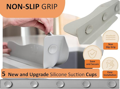 Silicone Sink Splash Guard with Sponge Holder -19.5" x 4.5" x 2.5",- Strong Suction - Sink Edge Protectors for Kitchen Sink - Kitchen Sink Splash Guard - Gray
