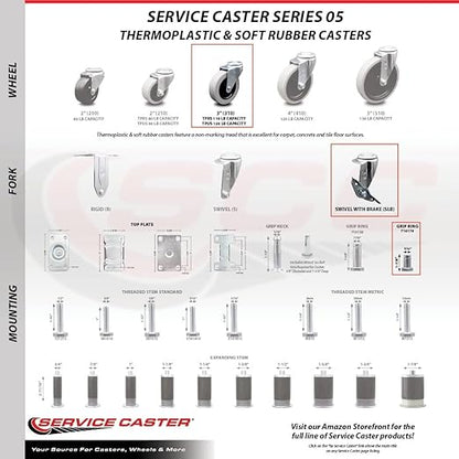 Rubbermaid Audio Visual Cart Replacement Locking Caster Kit – Fits Rubbermaid Audio-Visual Cart FG9T2800BLA and FG9T2900BLA – Service Caster Brand
