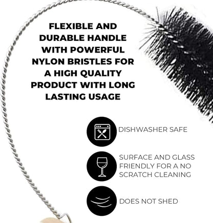 Flexible Drain Cleaning Brush (72" Long) for Drains, Bottles, Bathroom Sink, Bathtub, Shower, and Kitchen Sink, Heavy-Duty Double Ended Nylon with Elastic Hose, Bathroom Essentials, Purple