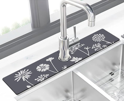 Kitchen Sink Splash Guard Faucet Mat -2 PC Super Absorbent Fast Drying Mat Sink Gadgets-Splash Guard Behind Faucet Drip Catcher for Kitchen(23.5" X 5.5" )