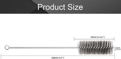 12 Inch Pipe Cleaning Brush Set with Stainless Steel Bristles, Steel Wire Tube Brush Kit for Auto Parts Polishing, Machining, Bottles, Tubes, Etc.（40mm-5pcs）