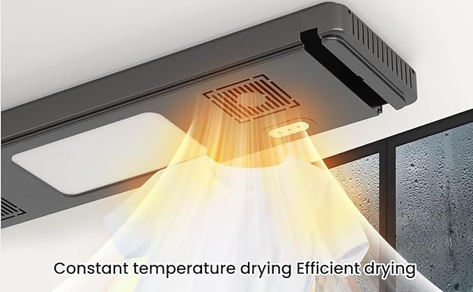 Ceiling Mounted Clothes Electric Ceiling Drying Rack 110V-120V, Ceiling Clothesline with Built-in Timer Heater,withDrying/Remote and Light 24W for Laundry/Indoors/Garage