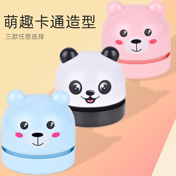 Cartoon Panda Mini Desktop Vacuum Cleaner Handheld Household Rubber Scrap Cleaner-black and white