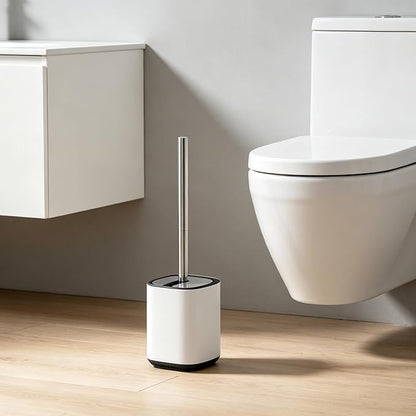 Toilet Brush and Holder Set Toilet Bowl Brush Stainless Steel Automatic Open lid Toilet Bowl Cleaner Brush Set Toilet Scrubber Kit Toilet Cleaning Brush for Bathroom