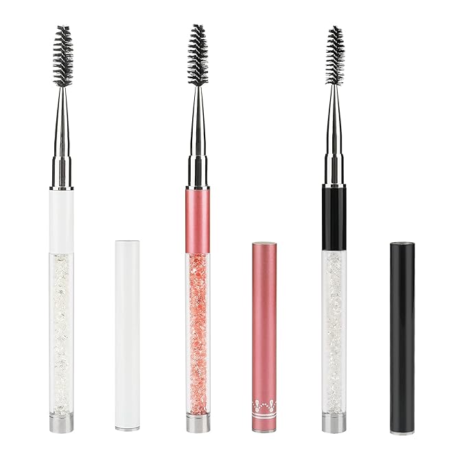 G2PLUS 3PCS Eyebrow Brushes with Cap, Portable Brow Brush, Eyelash Mascara Brushes Wands Applicator Makeup Tools for Travel (Multi-colored)