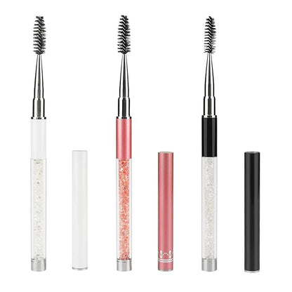 G2PLUS 3PCS Eyebrow Brushes with Cap, Portable Brow Brush, Eyelash Mascara Brushes Wands Applicator Makeup Tools for Travel (Multi-colored)