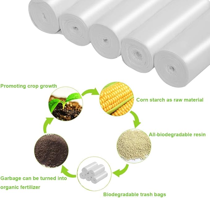Inwaysin Mini Garbage Bags - 1.2 Gallon Compost Trash Can Liners, 125 Count White