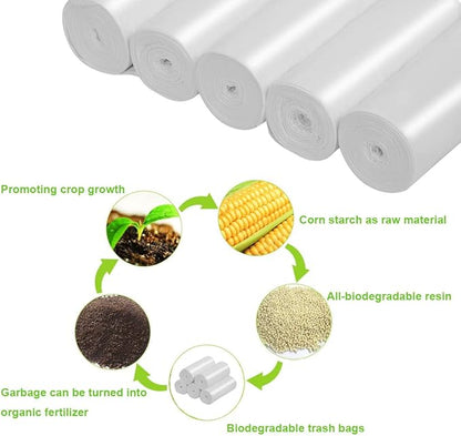 Inwaysin Mini Garbage Bags - 1.2 Gallon Compost Trash Can Liners, 125 Count White
