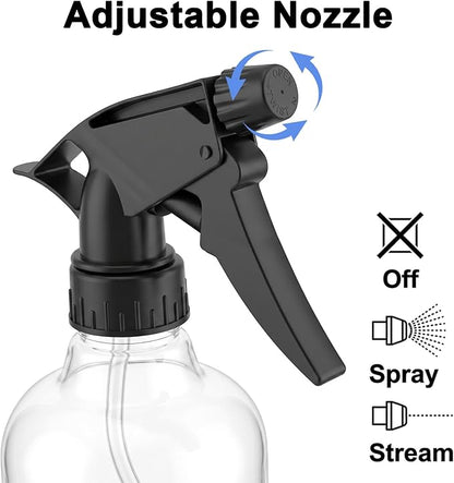 Bekith 12 Pack 8 Oz Empty Plastic Spray Bottle with Black Trigger Sprayers - Adjustable Head Sprayer from Fine to Stream - Refillable Sprayer for Water, Kitchen, Bath, Beauty, Hair, and Cleaning