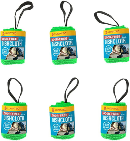 Lunatec® Odor-Free Kitchen Dishcloths. A Scrubber and scouring pad for All Surfaces. Safe for Non-Stick. (6-Pack)