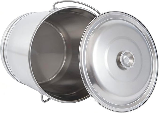 20L/21Qt Large Stainless Steel Compost Bucket Metal Milk Pail with Lid & Handle, Compost Bin Kitchen Scrap Buckets Food Waste Slop Storage Container Buckets Garbage Pail Trash Can