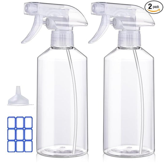 JohnBee Spray Bottles - 16.9oz/2Pack - Premium Adjustable Spray Bottles for Cleaning - No Leak And Clog Mister Spray Bottle - Spray Bottle For Hair, Plants, Pet, Vinegar, And Rubbing Alcohol Reagent