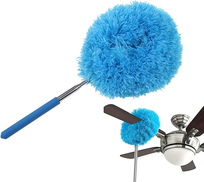 Flexible Dusting Tool Duster - Extendable Microfiber Cleaner, Household Ceiling Fan Remover | Telescopic Dust Removal Wand System, Bendable Head Attachment with Soft Grip for High Furniture Surfaces