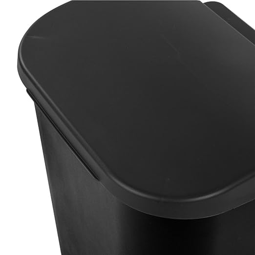 Sterilite 24-Pack Lift Top Wastebasket, D-Shape Trash Can w/Hinged Lid, 11.3 Gallon, Black - Modern Garbage Bin for Kitchen, Bathroom, Garage or Workspace, Fits 13-Gal Waste Liner
