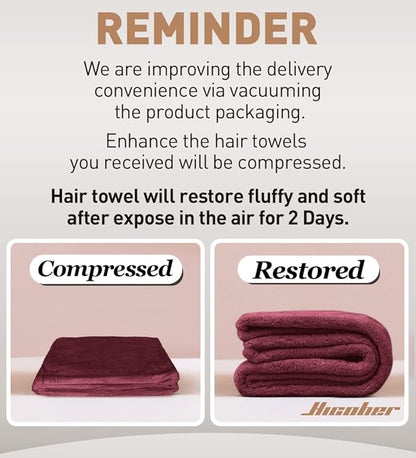 Hicober Microfiber Hair Towel, Hair Turbans for Wet Hair, Drying Hair Wrap Towels for Curly Hair Women Anti Frizz, 3 Packs (Plum,Navy,Aqua Green)