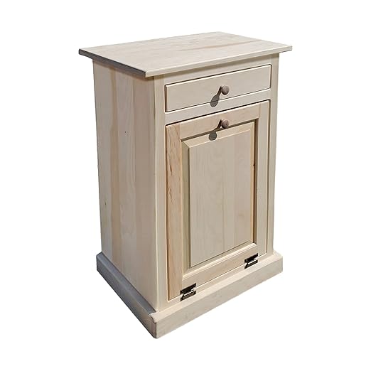 Peaceful Classics - Handmade Hideaway Cabinet - Decorative Bathroom, Office, and Bedroom Trash Can - Wooden Tilt Out Trash Bin (Unfinished)