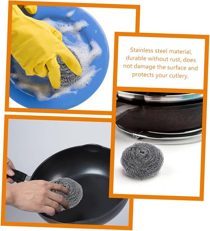 PRETYZOOM 15Pcs Stainless Steel Scrubber for Pot and Dish Cleaning Steel Wool Balls for Heavy Duty Scrubbing for Grease Removal Kitchenware