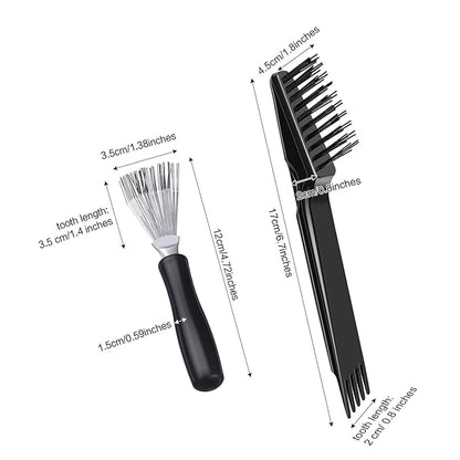 Boao 2 Pieces Hair Brush Cleaning Tool Comb Cleaner Brush Mini Comb Cleaning Hair Remover Tool for Removing Dust Home and Salon Use(Black, Wood Color,Black Polished Wooden Handle Rake)