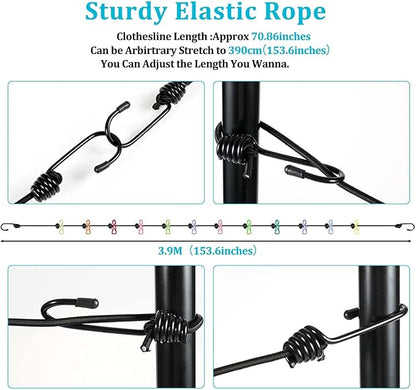 Travel Clothesline, Retractable Clothesline Camping Washing Line with 12 Clothes Clips for Indoor Laundry Drying line,Outdoor Camping Accessories(1.8M)