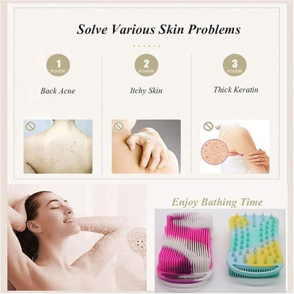 2Pack Dual Sided Silicone Body Scrubber for Exfoliating, Shower&Scalp Massage, 2 in 1 Bath&Shampoo Brush,Soft Body Exfoliator Silicone Loofah Shower Scrubber Brush for All Kinds of Skin