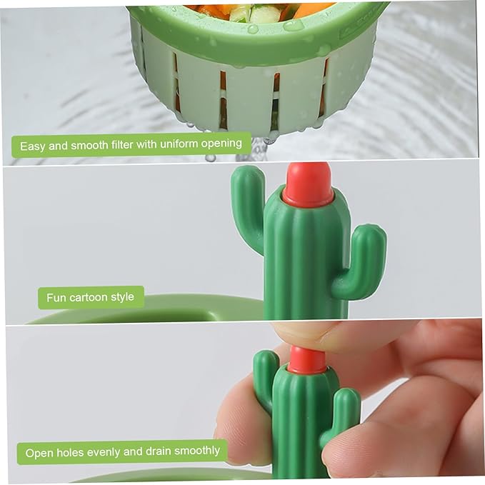 4PCS Cactus Sink Strainer Cactus Kitchen Sink Drain Basket Auto-Dumping Filter Multi-Functional Anti-Clogging Kitchen Drainer with Lifting Handle