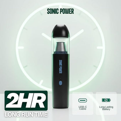 SonicPower Portable Cordless Car Vacuum, 15000Pa High Suction Handheld Vacuum Cleaner, 2-in-1 Vacuum & Blower, with 4 Attachments & Portable Storage Bag for Car, Home, Pet & Office (Black & Blue)