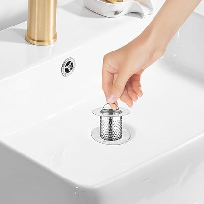 3Pcs Sink Drain Strainer，Shower Strainer Drain Hair Catcher Floor Drain Filter with Handle Stainless Steel Drainer Filter Used to Prevent Clogging of Kitchen Sinks (1.97"&2.17"&2.56")