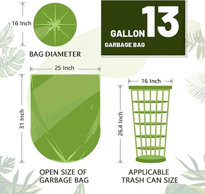 13 Gallon Trash Bags Biodegradable Compost Recycling Trash Bags, Compostable For Kitchen, 100 Count, 1.2 Mils,60 Liter, Recyclable Composta Large Heavy Duty Garbage Bag (100)