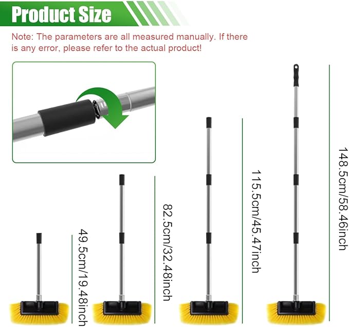 ZIMISI 59" Car Wash Brush with Long Handle, No Scratch Soft Bristle Cleaning Brush, Extendable Windshield Cleaner Tool, Car Cleaning Kit for Boat, RV, Truck, House Siding, Solar Panel (Yellow)