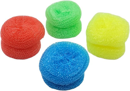 Handy Housewares Durable Non-Scratch Nylon Scouring Pads | Round All-Surface Cleaning Pads | Multi-Use Kitchen Scrubbers | Safe for Non-Stick Cookware | 8-Pack Random Colors