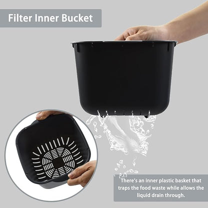4-Liter Kitchen Compost Bin with Handles for Countertop Food Scrap Collection.Black-4L-US
