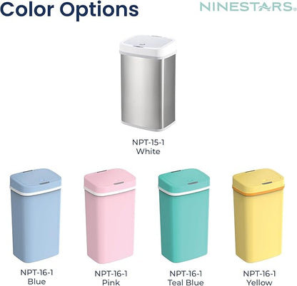 Ninestars NPT-15-1WH Automatic Touchless Motion Sensor Diaper Disposal Trash Can with lid, 4 gallon/15 L, White, Plastic