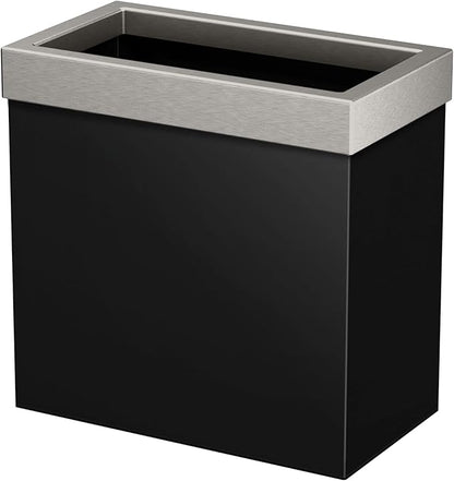 Gatco Small Bathroom Trash Can with Lid, Rectangle 3 Gallon Stainless Steel Wastebasket, Under Sink, Matte Black and Satin Nickel, for Bathroom, Bedroom, Office (1918SN)