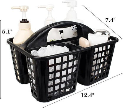 Portable Shower Caddy Basket,Convenient Cleaning Supplies Organizer with Compartments and Handle,Ideal for Bathroom, Bedroom, Kitchen, College Dorm,Garden,etc.12.4" x 7.4" x 5.1"black