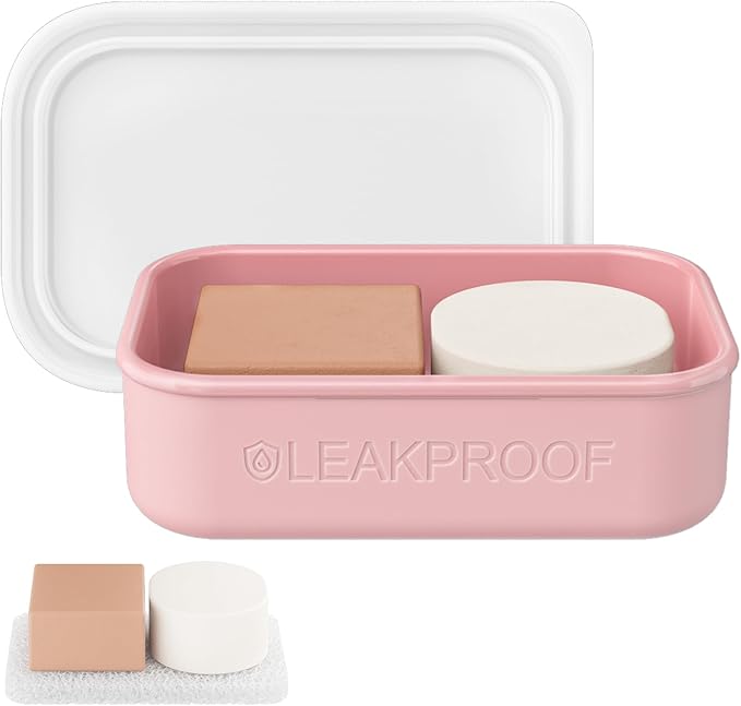 Quatish Large Leakproof Travel Soap Case, Solid Shampoo Bar Holder, Silicone Soap Box with Draining Layer, Enhanced Soap Container, Suitable for Camping, Gym, Bathroom, Outdoor Essentials, Pink