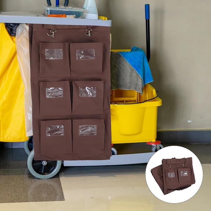 OUNONA Janitorial Cart Bag Large Capacity Leakproof Cleaning Cart Organizer Compatible with Hotel Housekeeping Carts 33.46X15.35X10.43 Inch