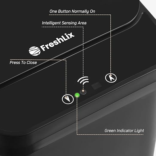 FRESHLIX Motion Sensor Trash Can, 2 Pack 2.6 Gallon Automatic Touchless Garbage Can, Small Smart Trash Can, Slim Waterproof Trash Bin for Bedroom, Bathroom, Office, Living Room, Black