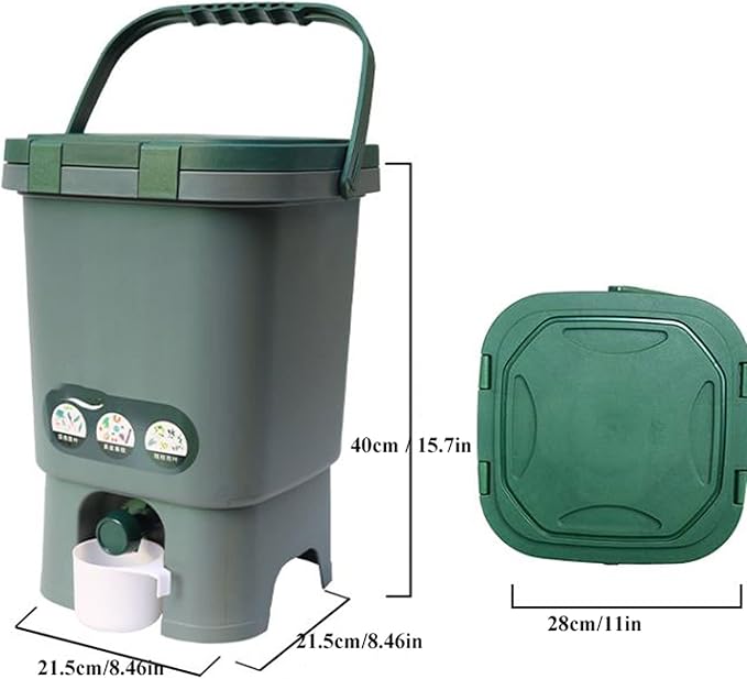 Indoor Compost Bins Compost Bin, 4 Gallon Kitchen Compost Bin, Indoor Countertop Composter Bin with Lid, 100% Non-Smell Compost Bucket , with 1kg/2.2lbs Compost Starter Accelerator Composter Machine
