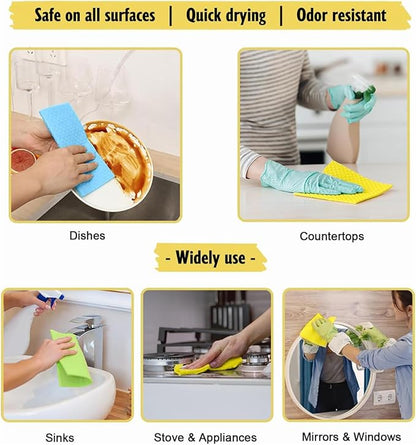 Swedish Dishcloths for Kitchen | 6 Pack Floral Reusable Paper Towels Washable | Swedish Dish Towels | Non-Scratch Cellulose Sponge Cloths | No Odor, Biodegradable Cleaning Cloths, Mixed