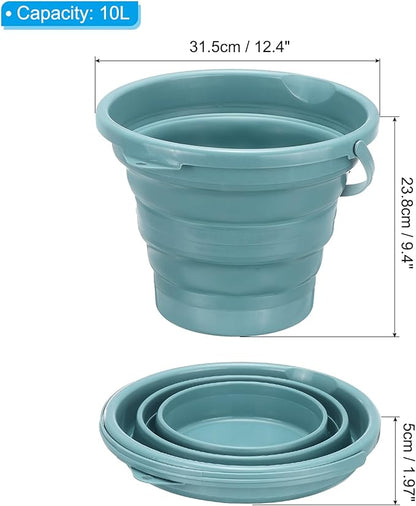 PATIKIL Collapsible Bucket 10L/2.6Gallon, Small Foldable Bucket Portable Plastic Round Tub for House Cleaning Car Washing Camping Fishing, Light Blue