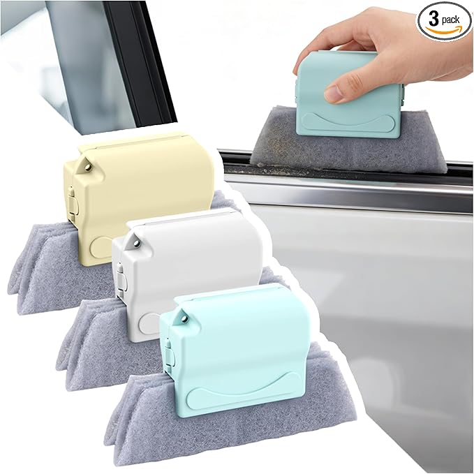 3PCS 2026 Upgraded Car Window Track Cleaner Kit,Hand-Held Window Track Cleaning Tools Kit for Windows Tracks,Narrow Gaps,Portable Windows Sill Cleaner Tool for Most Vehicles