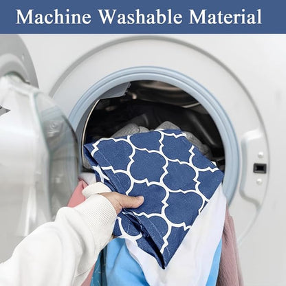 Plastic Bag Holder, Washable Grocery Bag Holder for Plastic Bags, Strong Plastic Bag Storage Dispenser with Hanging Loop, Wall Mount Trash Bag Dispenser for Home Kitchen Cabinet (Navy Blue)