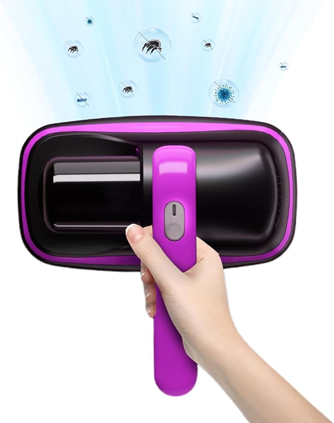 Bed Vacuum Cordless - Portable UV Bed Cleaning Vacuum, Roller Brush Duster | for Sofa Mattress, Removable Filter System, Lightweight Home Cleaning Tool for Dust and