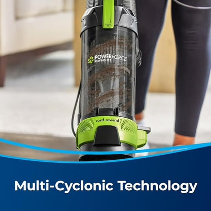 Power Force Helix Turbo Rewind Pet Bagless Upright Vacuum, Multi-Cyclonic, Lightweight, 25Ft Cord, Pet Turbo Brush (Green)